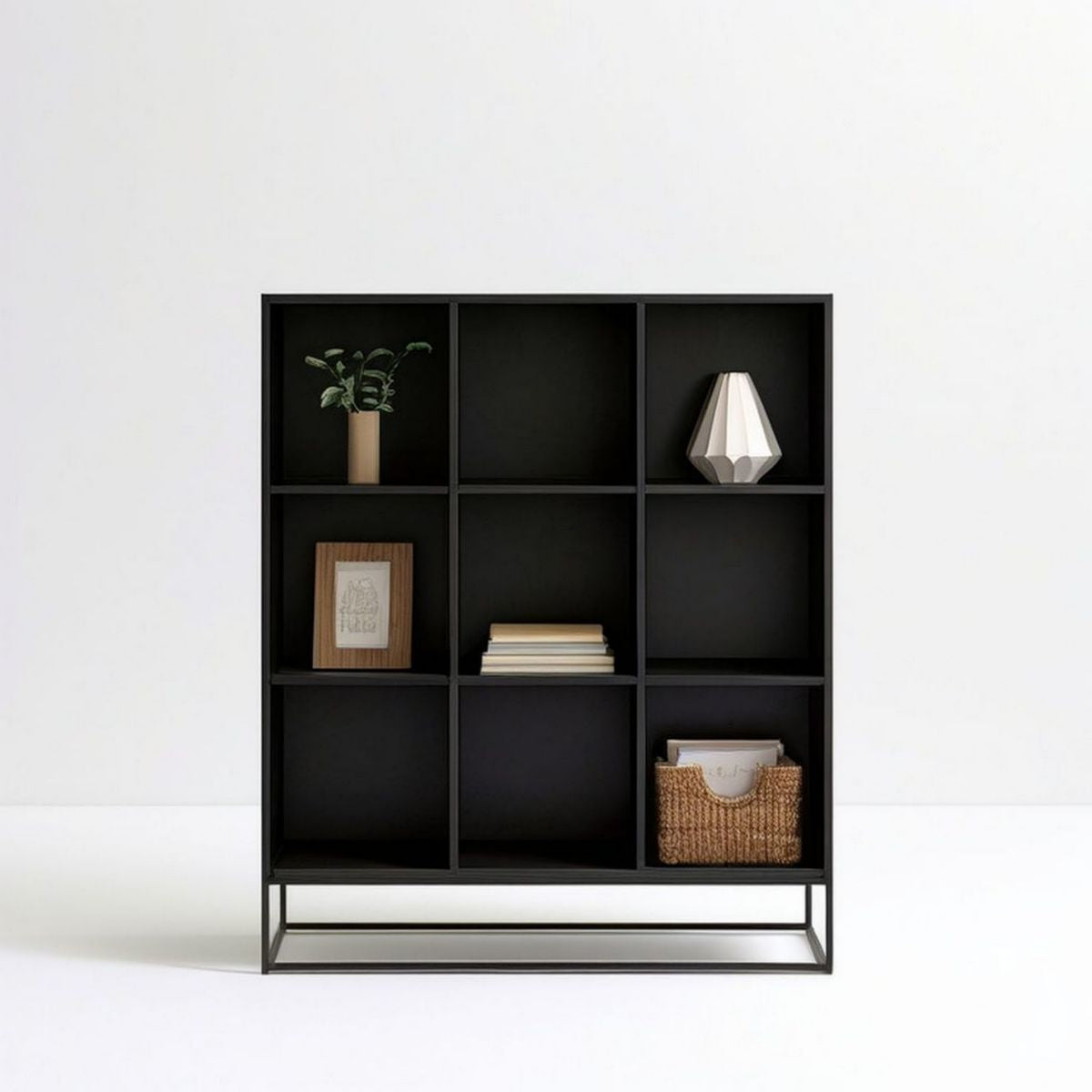 Standregal aus pulverbeschichtetem Stahl, Schwarz, 90 x 30 x 120 cm