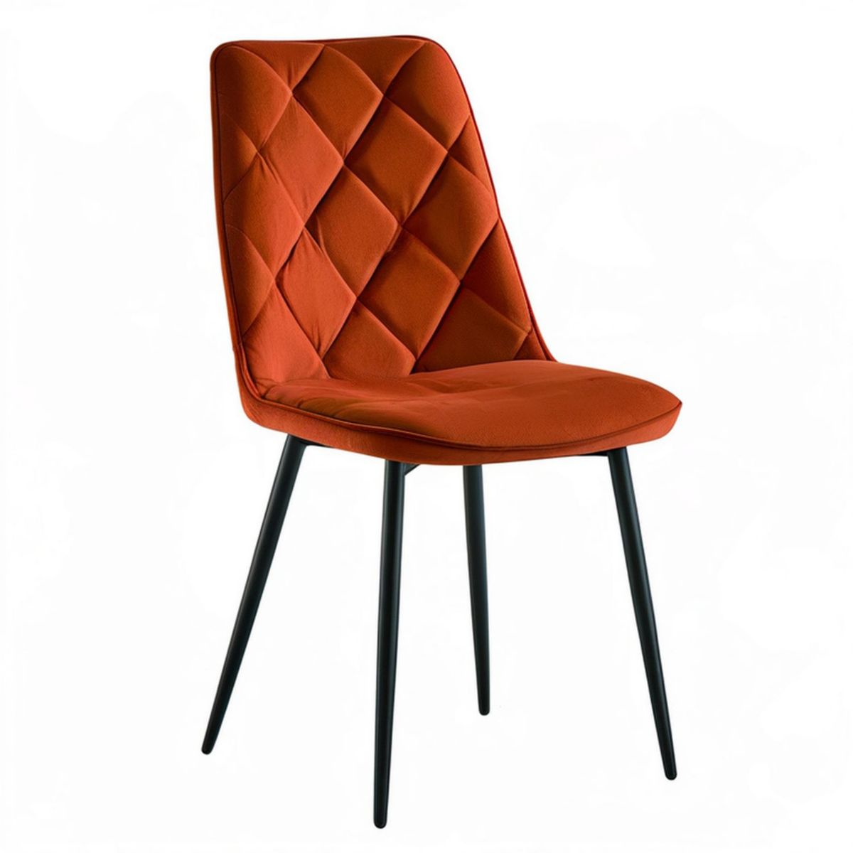 Gepolsterter Stuhl 46 x 55 x 85 cm Rostrot mit schwarzen Stahlbeinen