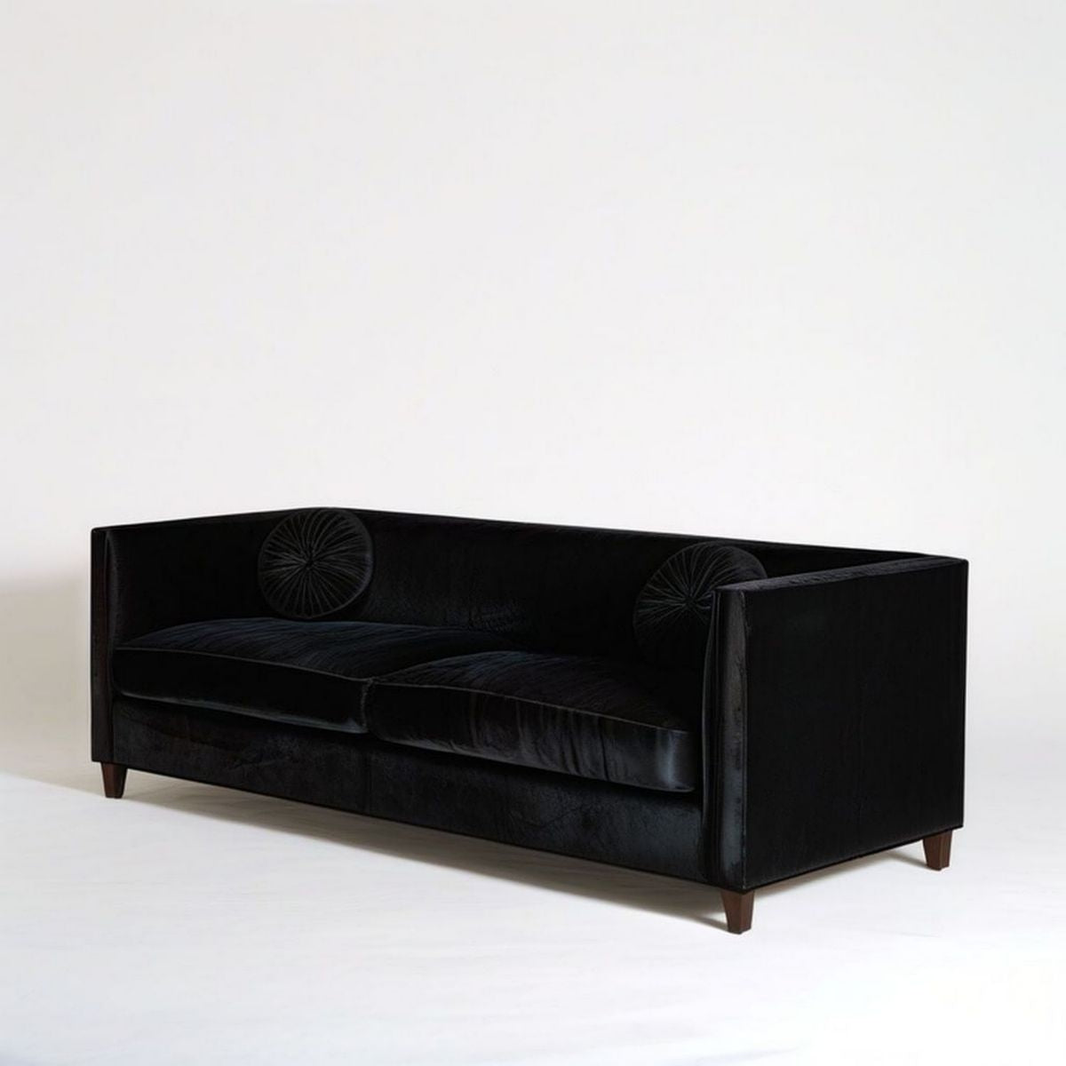 2-Sitzer-Sofa aus Polyester-Samt, Schwarz/Dunkelbraun, 180 x 85 x 75 cm