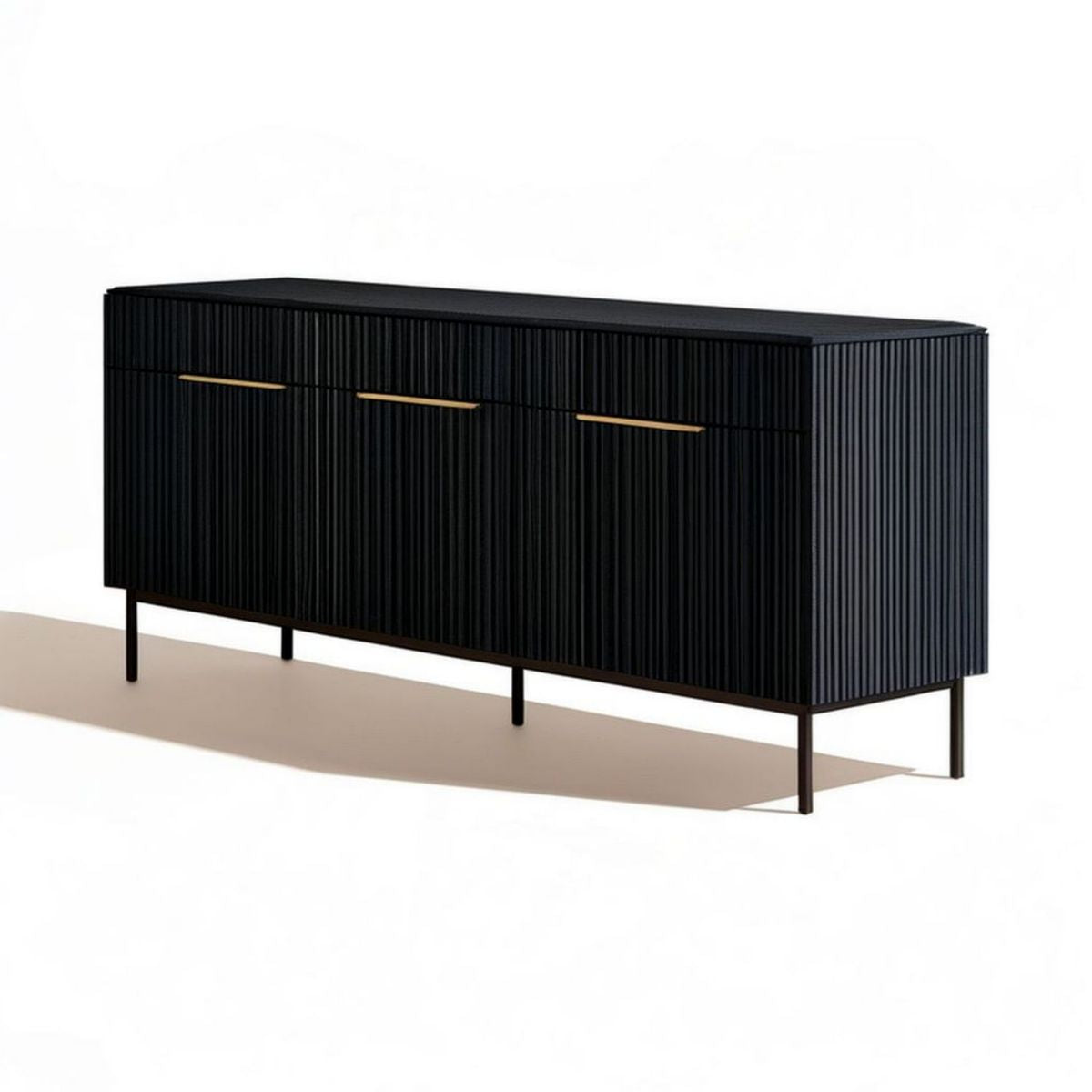 Sideboard 160 x 40 x 75 cm Schwarz/Gold mit 3 Türen