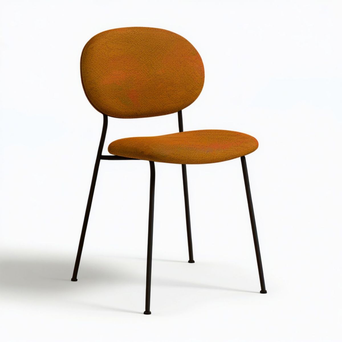 Esszimmerstuhl mit Rückenlehne, 48 x 55 x 78 cm, Orange/Schwarz, Polyester und Stahl