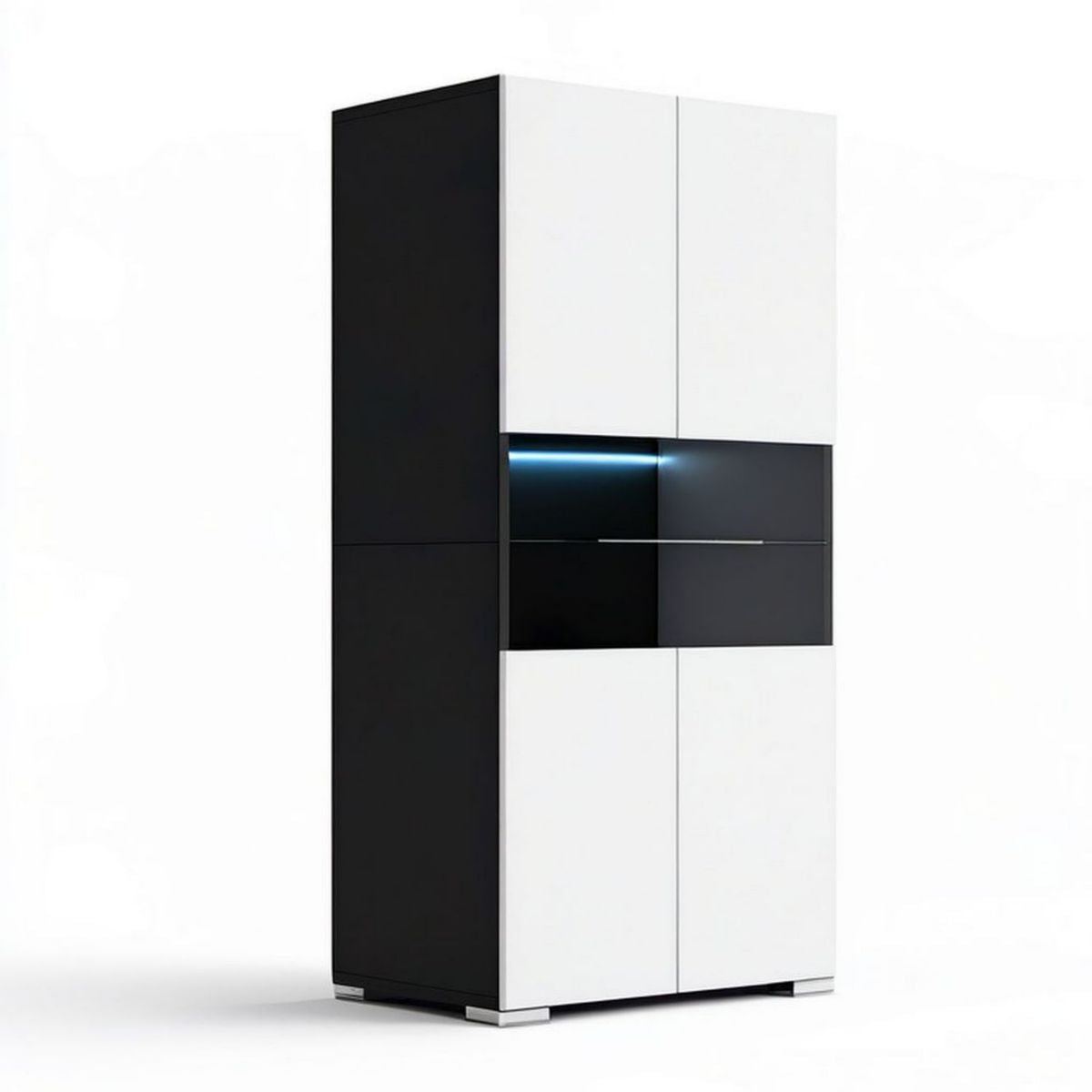 LED-Glasvitrine 80 x 35 x 190 cm Schwarz/Weiss