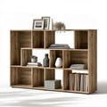 Bücherregal als Raumteiler mit 12 offenen Fächern in Walnussbraun, 160 x 30 x 120 cm