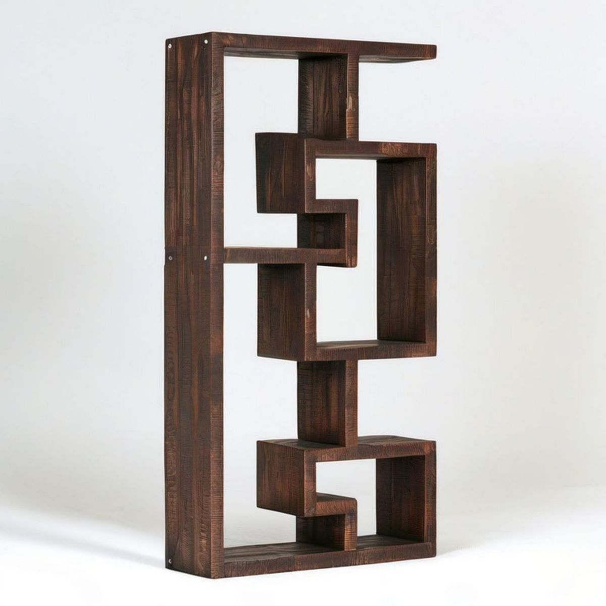 Freistehendes Bücherregal aus massivem Kiefernholz, dunkelbraun, 80 x 30 x 180 cm