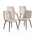 4er-Set Esszimmerstühle 43 x 54 x 95 cm in Creme mit schwarzen Stahlbeinen
