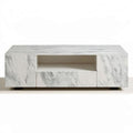 Couchtisch mit Stauraum, 120 x 60 x 40 cm, Weiss/Grau, Marmoroptik
