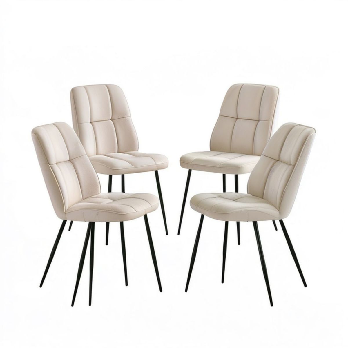 4er-Set gepolsterte Stühle, 46 x 55 x 88 cm, Creme/Schwarz