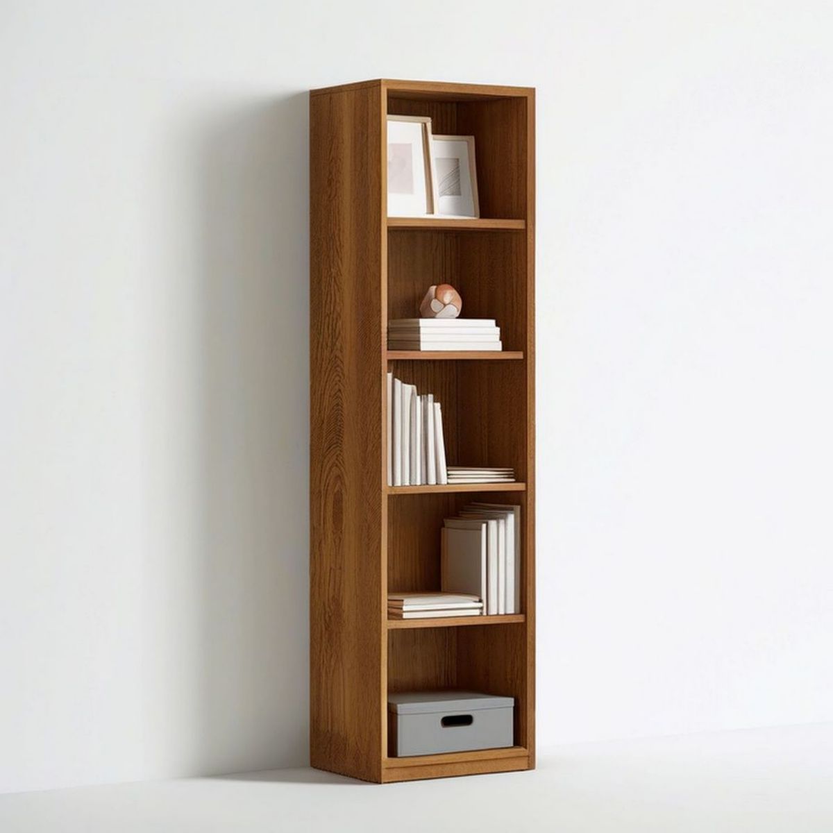 Offenes Standregal aus MDF mit Eichenholzfurnier, Braun, 60 x 30 x 180 cm