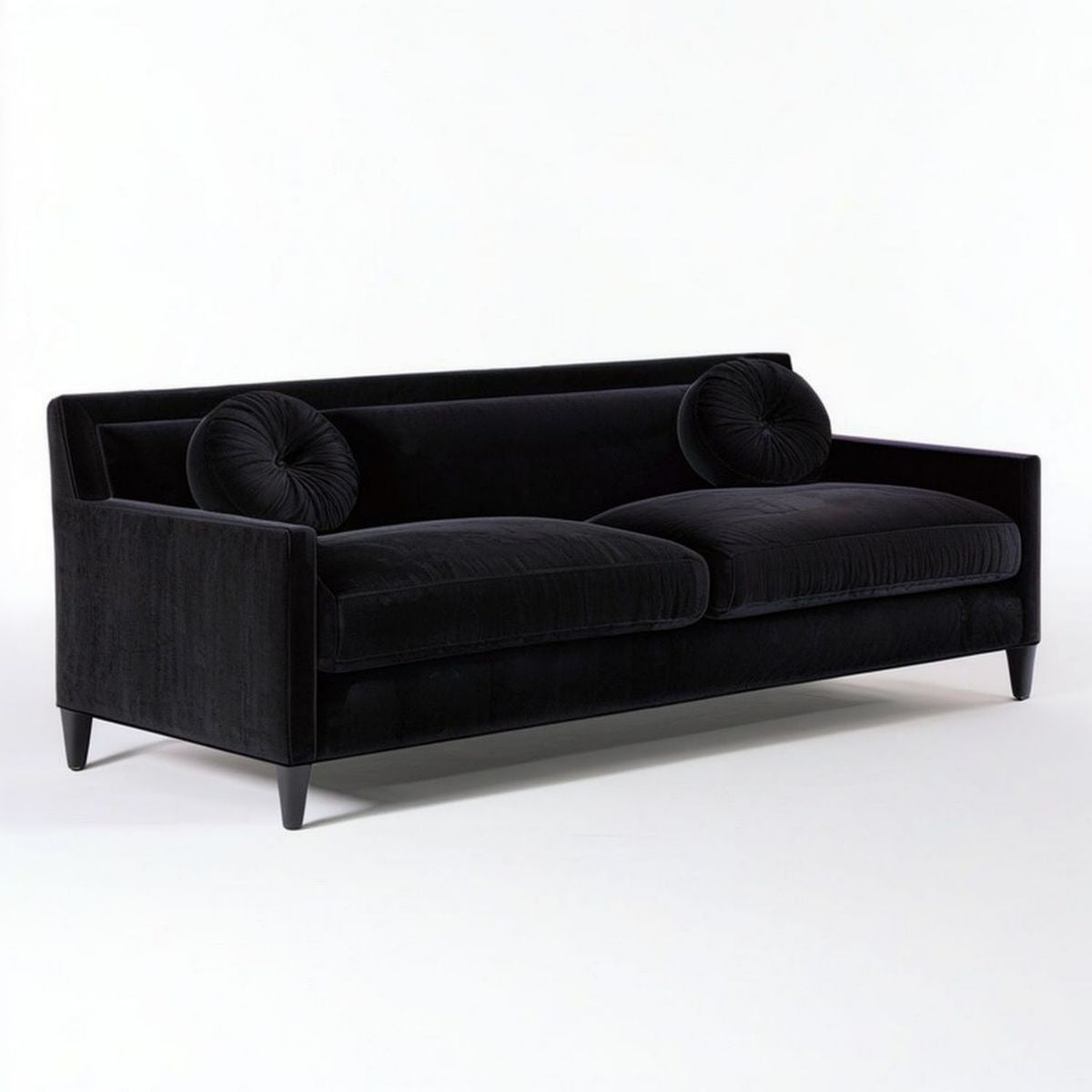 2-Sitzer-Samtsofa, 180 x 85 x 75 cm, Schwarz